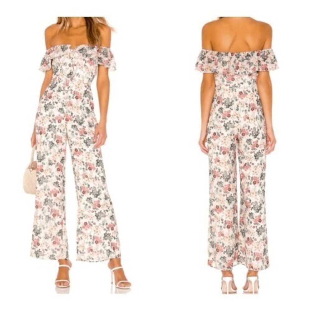Tularosa Waverly Off Shoulder Floral Wide Leg‎ Jumpsuit XS